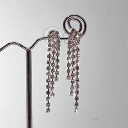 Серьги длинные со стразами / 131-6292 /уп 18/серебро - Галеонтрейд фото 2