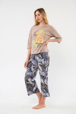 Пижама из футболки и брюк из кулирки Мечта тропики кофе - Амадэль фото 5