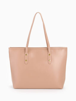 Сумка-шопер женская на молнии, размер 30.5×12×27 см, однотонная, бежевая