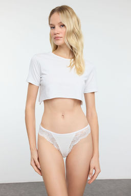 TRENDYOLMILLA Siyah-Bordo-Beyaz 3lu Paket Pamuklu Dantelli Brazilian Orme Kulot THMAW25KU00013 фото 7