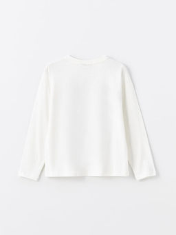 Bisiklet Yaka Mickey Mouse Bask?l? Uzun Kollu K?z ?ocuk Ti??rt