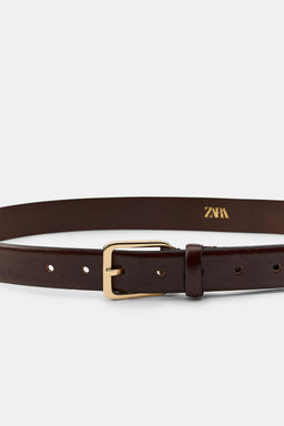 100% LEATHER BELT WITH SQUARE BUCKLE - Zara фото 4