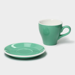 Кофейная пара фарфоровая Magistro Coffee time, 2 предмета: чашка 280 мл, блюдце d=15,5 см, цвет бирюзовый  фото 3