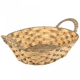 Корзина-сухарница плетеная Береста 31х25см h7,5см, полипропилен, ванильный, с ручками, металлический каркас, форма овальная (Китай)