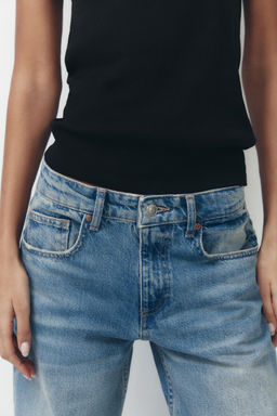TRF WIDE-LEG MID-RISE FULL LENGTH JEANS - Zara фото 2