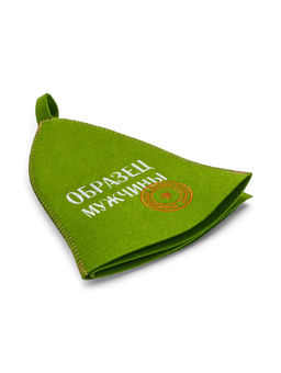 Шапка для бани и сауны Образец мужчины, полушерсть, зелёная