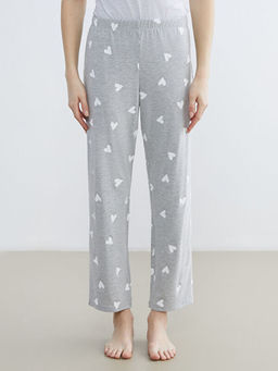 Beli Lastikli Kalp Desenli Kad?n Pijama Alt?