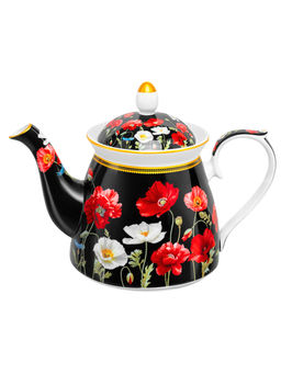 Чайник 1 л 23*13*17 см "Маки на черном" NEW BONE CHINA