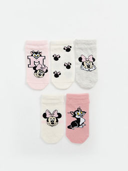 Minnie Mouse Desenli K?z ?ocuk Patik ?orap 5li
