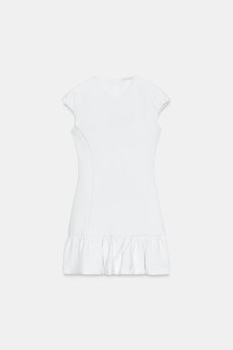 VESTIDO MINI BAJO VOLANTE / Blanco - Zara фото 3