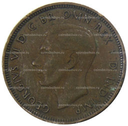 Монета 1/2 пенни 1938 года Австралия
