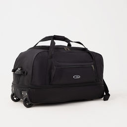Сумка дорожная на колёсах, отдел на молнии, с увеличением, наружный карман, длинный ремень, цвет чёрный