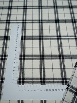 Фуле "Клетка" цв.белый/черный, ш.1.45м, хлопок-100%, 170гр/м.кв