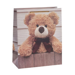 Цена за 12 шт. Пакет подарочный 26x32x12см Мишка / 5302L /уп 12/384/ - ГалеонТрейд фото 2