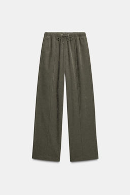 PANTAL?N ANCHO CINTURA EL?STICA / Khaki - Zara фото 5