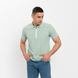 Футболка поло мужская MINAKU REGULAR FIT: оливковая, р-р 50