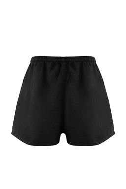 Siyah Dokuma %100 Keten Plaj Sort TBESS25SR00013