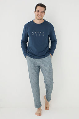 TRENDYOL MAN Petrol Orme Pijama Tak?m? TMNAW25PT00067 - Trendyolmilla фото 3