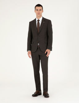 Kahverengi Slim Fit Tak_m Elbise