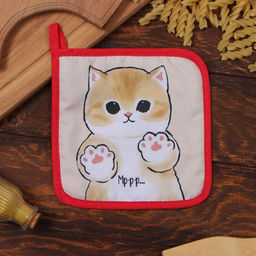 Прихватка Доляна Котик 17х17 см, 35% хл, 65% пэ, ватин 250 г/м2