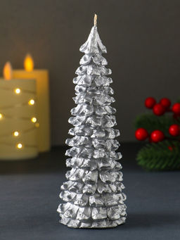 Свеча новогодняя «Ель большая», 160×60 мм лак, серебро