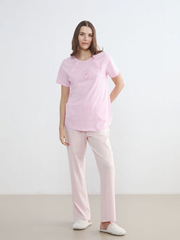 Bisiklet Yaka Bask?l? Hamile Pijama Tak?m