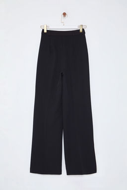 Siyah Pilili Wide Leg/Genis Paca Dokuma Pantolon TWOAW25PL00109 Palazzo