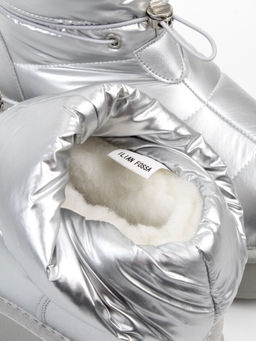 04-WA003-2M GREY/SILVER Ботинки зимние женские (натуральная кожа, курточная ткань, 100% шерсть)