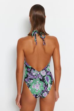 Cicek Desenli Derin Dekolteli S?rt Dekolteli Normal Paca Mayo TBESS23MA00100