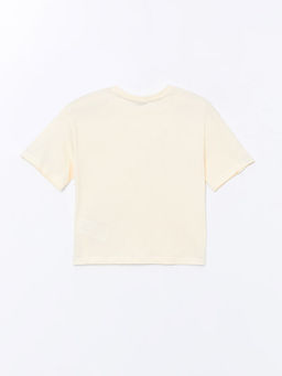 Bisiklet Yaka ?i?ekli K?sa Kollu K?z ?ocuk Ti??rt