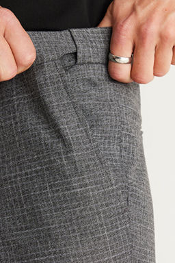 Slim Fit Dar Kesim Beli Lastikli Desenli Esnek Gri Pantolon 4A0124100027GRI