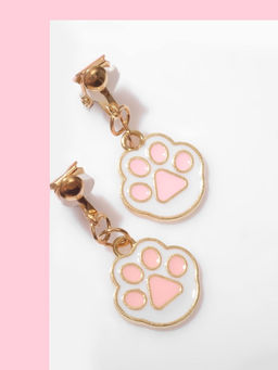 Цена за 3 шт. Серьги клипсы детские «Выбражулька. Лапки», белый, розовые в золоте