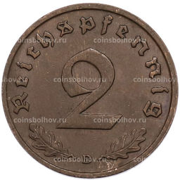 Монета 2 рейхспфеннига 1937 года D Германия