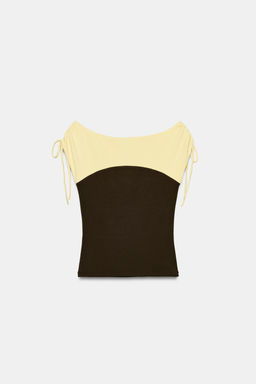 TOP COMBINADO FRUNCES / Marr?n / Crudo - Zara фото 6
