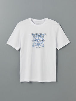 Bisiklet Yaka Bask?l? Erkek Ti??rt