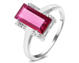 Кольцо, 1 рубин корунд багет 6х12 мм/3.63 ct., Татьяна