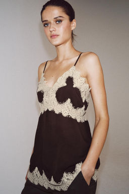 TOP LENCERO ENCAJE ZW COLLECTION / Marr?n - Zara фото 2