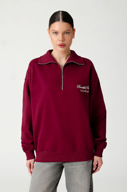 Арт. 1-5137 Свитшот женский полузамок 44-50 (4 шт) Цвет:бордовый - Калинка фото 2