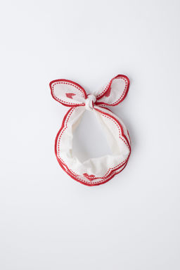 EMBROIDERED WAVES AND HEARTS BANDANA