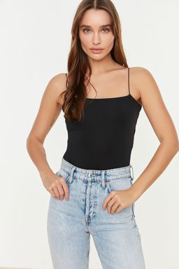 TRENDYOLMILLA Siyah Spagetti Ayarlanabilir Ask?l? Esnek Alttan C?tc?tl? Orme Body TWOSS21BD0067  фото 2