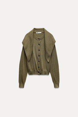 KNIT CARDIGAN WITH SCARF - Zara фото 6