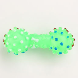 Игрушка пищащая Гантель малая для собак, 12,5 см, зелёная - Пижон фото 3