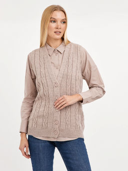 кардиган женский без рукавов с косами - Glenfield фото 3