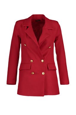 K?rm?z? Oversize Dokuma Astarl? Kruvaze Kapama Dugme Detayl? Ceket TWOSS20CE0024