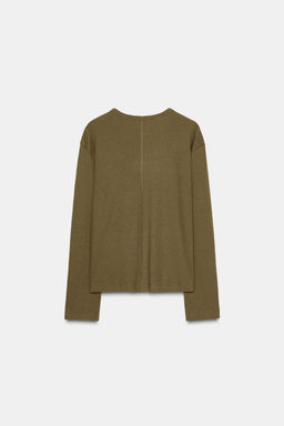 RIBBED LONG SLEEVE T-SHIRT - Zara фото 6