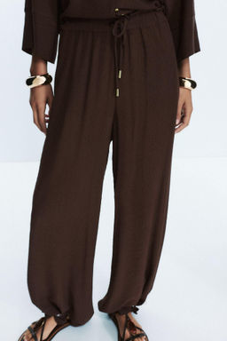 COTTON GAUZE WIDE-LEG TROUSERS - Zara фото 2