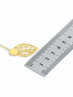 Основа Брошь-игла с листом (набор 5 шт.), L=7 см, площадка 9 мм, цвет золото