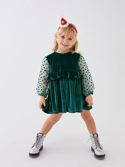 Bisiklet Yaka Uzun Kollu Kadife K?z Bebek Elbise - Waikiki фото 2