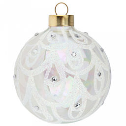 Елочная игрушка шар стеклянная д8см, люстр, ручная художественная роспись, подарочная упаковка (Россия) - Домашняя мода фото 2