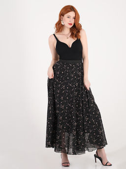 Длинная шифоновая юбка больших размеров полусолнце - Almond фото 3